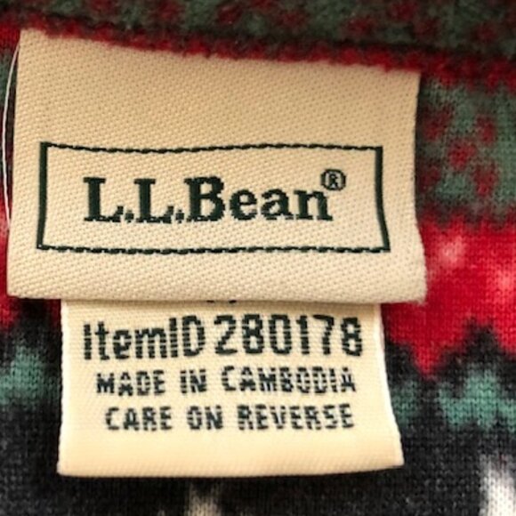 L. L. BEAN Vintage 1/4 Zip Fleece Snowflake Print Medium - Picture 8 of 16